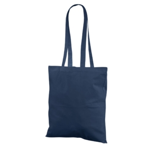 Mørkeblå konferansepose av bomull. Mål: 38×42 cm