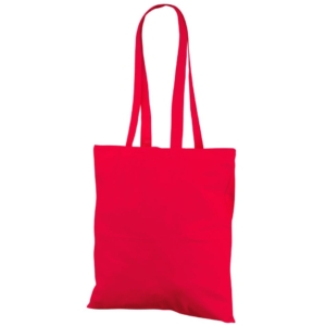 Rød konferansepose av bomull. Mål: 38×42 cm