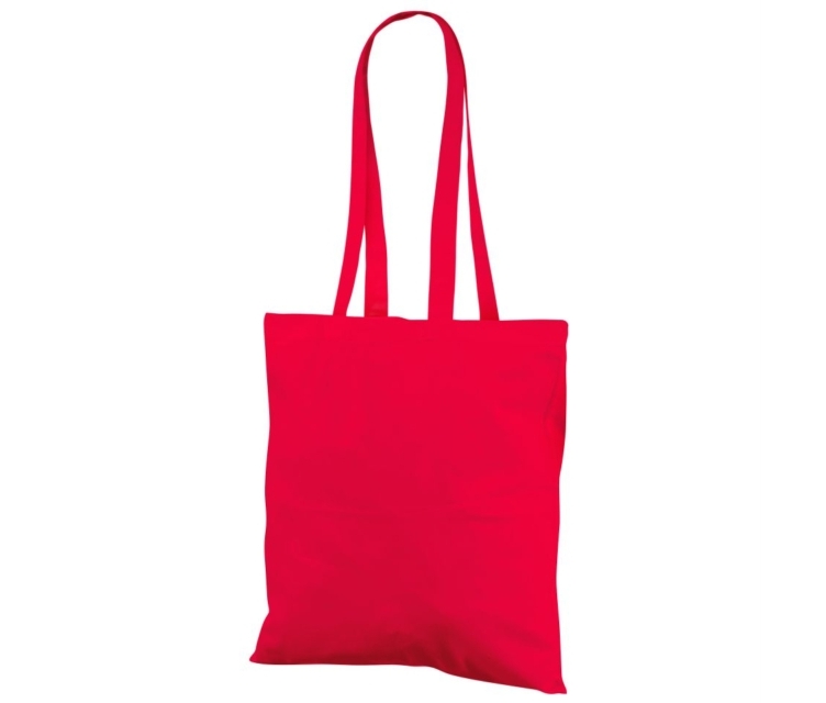 Rød konferansepose av bomull. Mål: 38×42 cm