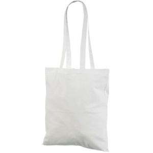 Hvit konferansepose av bomull. Mål: 38×42 cm