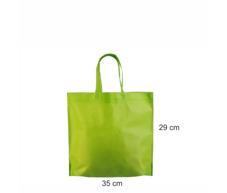 Grønne non-woven poser til rimelig pris Mål: 35×29+11 cm